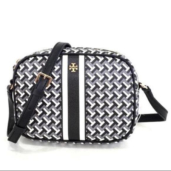 TORY BURCH T Zag Crossbody Bag Gray Black White - Picture 3 of 6